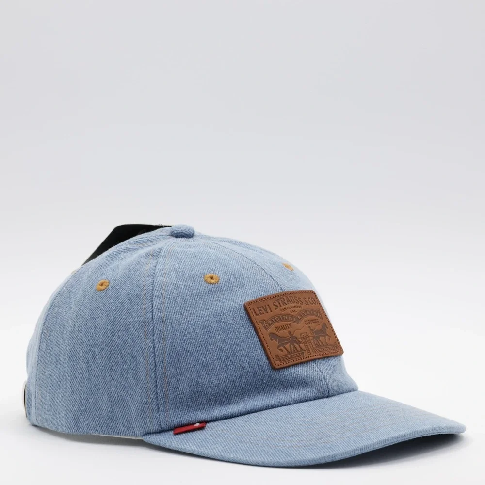 Levi's Men's Relaxed Adjustable Leather Patch Denim Dad Cap Light Blue One Size